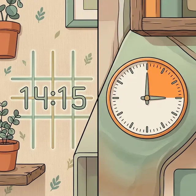 Цифры требуют вычислений, а циферблат дает быстрое понимание времени